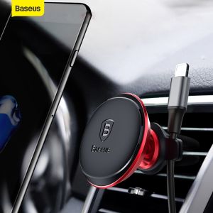 BASEUS Magnetic 360 Degree Rotation Car Air Vent Mount with Cable Clip for iPhone Samsung