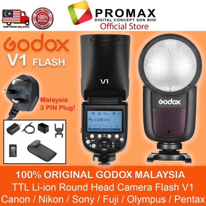 US Godox V1-C 2.4G TTL HSS Round Head Li-ion Camera Flash Speedlite Fr Canon EOS