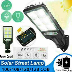 Outdoor Street Waterproof Led Solar Light / Lampu Solar 100 / 108 / 120 / 128 Cob Solar 3 Modes Remote Control Wall Lamp
