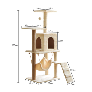 HATELI Indoor Cat Tree Tower Multi Level Pet House for Large Cats with Condos Scratching Posts Platform Small Ladder Toys Swing Hammock Climbing Frame
