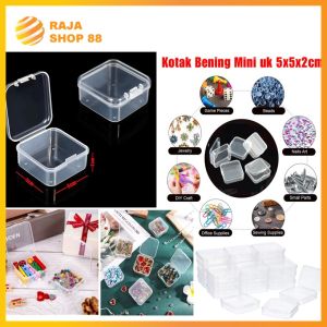 Kotak Bening Mini Persegi Kotak Bening Ukuran 5x5x2 Kotak Wadah Plastik Obat Perhiasan