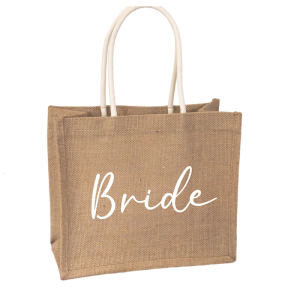 กระเป๋าถือผ้ากระสอบสำหรับงานแต่งงานผ้าธรรมชาติระบายอากาศได้ความจุมากนำมาใช้ใหม่ได้ถุงซานตาปาร์ตี้เจ้าสาวที่มีด้ามจับกว้าง