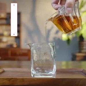 古法手工扁口冰川纹理公道杯 日式玻璃茶海 分茶器 方形公道杯/耐热防烫/Glass Tea Server/Fair cup/Chinese tes set。。。
