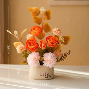 Artificial Flower Potted Plant Hydrangea Simulated Bonsai Desktop Living Room Table Decor Bunga Palsu