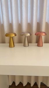 Rechargeable Table Lamp Retro Mushroom Night Light Warm Dimmable Touch Control Led Bedroom Dining Decor