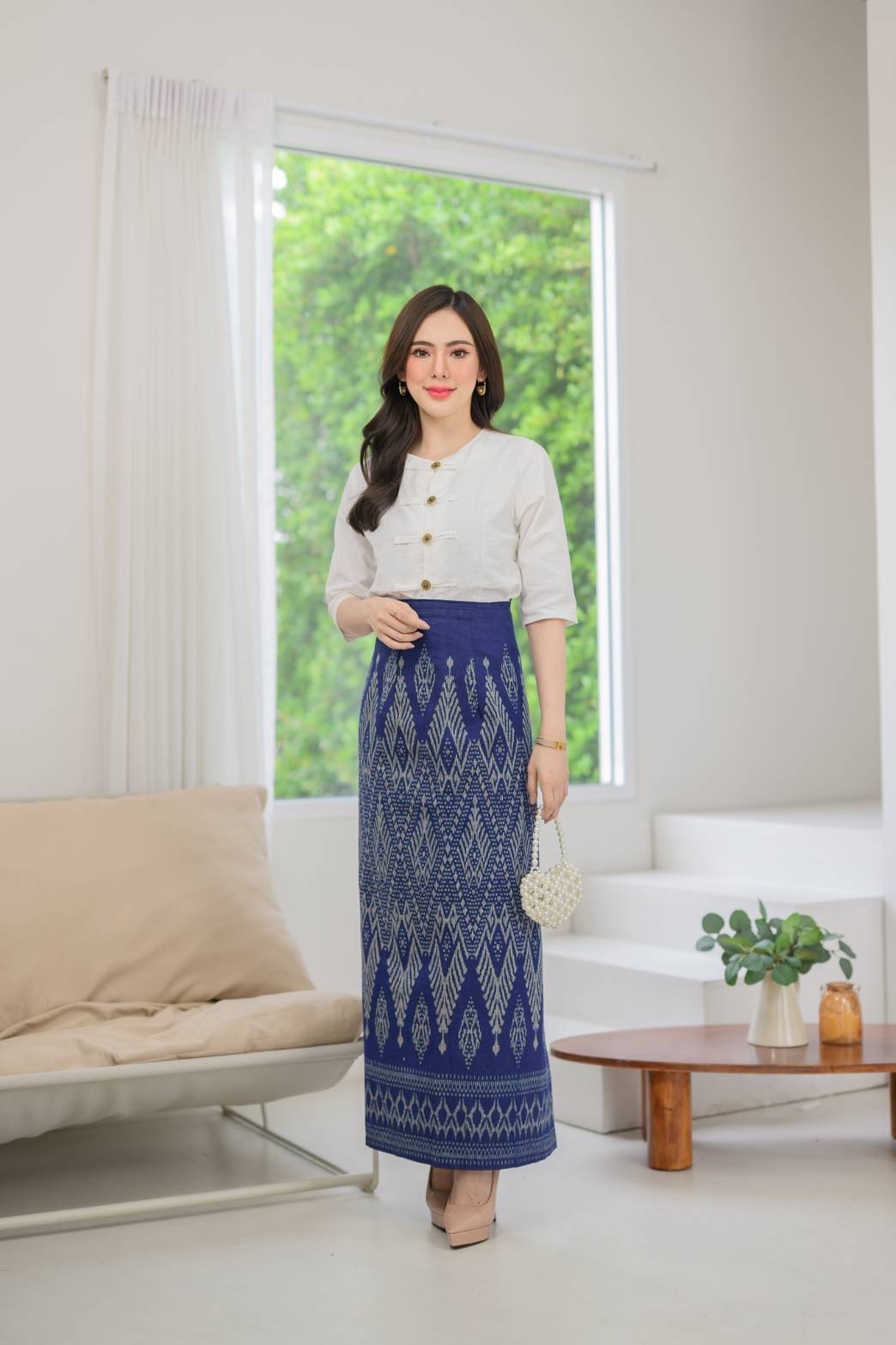 ผ้าถุงลายไทยลิซ่า ไซส์คนอ้วน ผ้าฝ้ายนุ่ม แม็กซี่ กระโปรงพันรอบ พรางพุง สีสวย มุมมองที่ 8