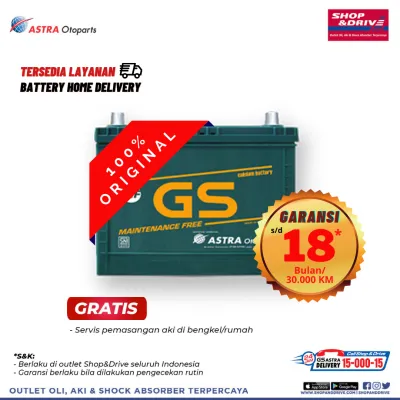 Aki GS Maintenance Free NS60LS untuk mobil Yaris Vios CRV Civic Accord dll [Voucher Digital | Trade in | Gratis Pasang di Bengkel/Rumah]