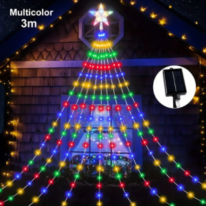 City Goods Waterfall Tree Lights 280LED Solar-Powered Solar Star Cascade Lights LED String Lights Decoration 3M