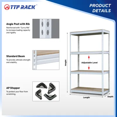 TTF Rack™️ EASY RACK H150-210cm x D30-60cm x L30-90cm Boltless Rack Storage Rack Organizer Rak Dapur Home Storage Office Rack White Beige