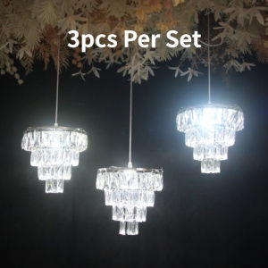 3-Head European Iron Electroplated Crystal Ice Bead Chandelier Pendant Wedding Ceiling Hanging Decor