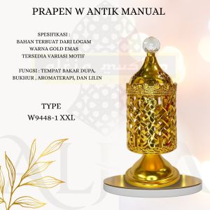 Tempat Bakar Dupa mabkharah Bulat Bahan Logam Warna Emas