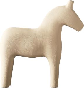Wooden Horse FigurineSwedish Dala Pure Color Horse Statue Pinewood Hand Painted Nordic Style Horse Figurine for Family Living Room Entrance Door Desk Cabinet Bookshelf(Beige-S)