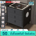 VBELL bed side table โต๊ะข้างเตียง ตู้ข้างเตียง ไม้เนื้อแข็งที่เรียบง่ายทันสมัยมัลติฟังก์ชั่พร้อมโคมไฟล็อคลายนิ้วมือไร้สายชาร์จโต๊ะหัวเตียงบล. 