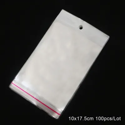 100Pcs/Pack Hanging Self Adhesive Bags Transparent OPP Plastic Bag For Wedding Party Gift Packaging Pouch Jewelry Storage