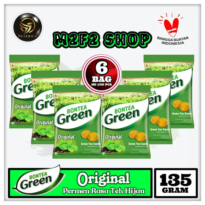 Bontea Green Tea Candy | Permen Teh Hijau Semua Rasa - 135 gr (Kemasan 6 Pack)