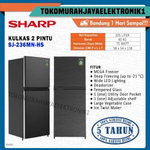 Kulkas Sharp 2 Pintu Refrigerator 205 liter SJ-236MN-HS Garansi Resmi  By TMJ