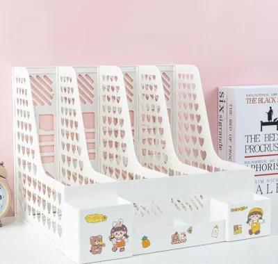 ชั้นวางหนังสือ 4ช่อง ชั้นจัดเก็บหนังสือ กล่องใส่แฟ้ม กล่องใส่เอกสาร แฟ้มใส่เอกสาร ที่ใส่หนังสือ จัดระเบียบโต๊ะ