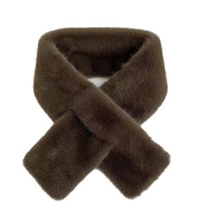 MIRELAE Solid Color Cross Scarf Soft Thickened Neckerchief Wrap Winter Warm Faux Mink Fur Faux Rabbit Fur Scarf Autumn Winter