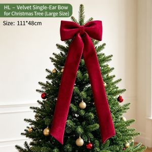 NOBLELYN Giant Velvet Bow Ornament Single Ear Hanging Large Bow Ornament Festive Red Velvet Ribbon Bow Christmas Party