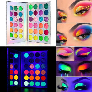 VERONNI 24 Color Colorful Eyeshadow Palette Neon Glow in Bright Makeup Pigmented Eye Shadow Palette Matte Shimmer Glitter Eye Cosmetic