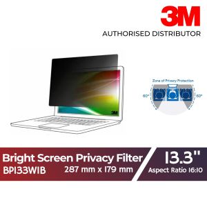 3M Bright Screen Privacy Filter for 13.3in Laptop 16:10 BP133W1B