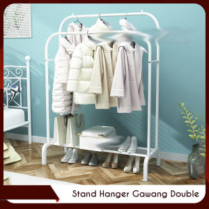 Rak Gantungan Baju Double Stand Hanger Besi Serbaguna Jemuran Pakaian Portable