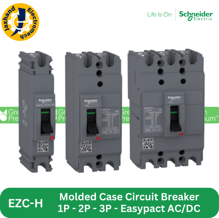 AC/DC Schneider MCCB EZCH Series 1P / 2P / 3P, 10A upto 250A, 80kAIC ...