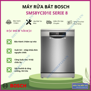 MÁY RỬA CHÉN BÁT BOSCH SMS8YCI01E SERI 8 KẾT NỐI HOMCONNECT NHẬP KHẨU ĐỨC BẢO HÀNH 3 NĂM CHÍNH HÃNG