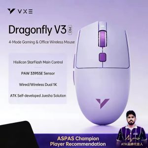 ATK VXE Dragonfly V3 PRO Bluetooth Gaming Mouse PAW3395SE 2.4G Wireless E-sports Mice Rechargeable Lightweight Ergonomic2026