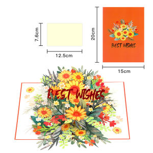 Valentines Day 3D Flower Bouquet Greeting Card Romantic Handmade Card Unique Pop Up Design Gift Card For Lovers Couples Friends
