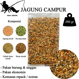Jagung campur untuk pakan burung merpati ayam Bangkok Petelur Pedaging Kampung Aduan Broiler (250gr)