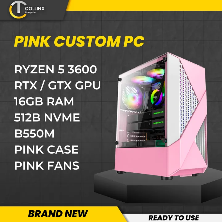 PINK PC BUILD E CHERRY BLOSSOM AMD RYZEN 3600 CPU Desktop