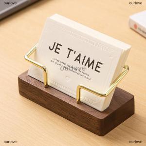[COD] ourlove Business Card Holder Organizer Office Desk Display Stand Memo Counter Accessories Tabletop Shelf Home Wooden Card Holder Storage