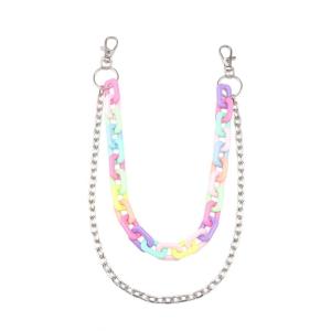 Fashionable High Street Double Layer Pants Chain Colorful Acrylic Waist Chain with Adjustable Length Women Accessories