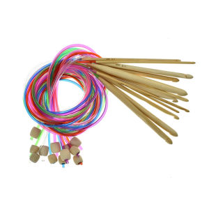12Pieces 3.0mm-10mm Circular Knitting Hook with Tube for Tapestry Making Tunisian Crochet Hook with Cable