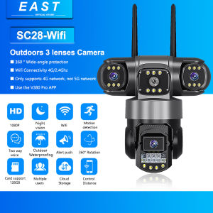 V380 PRO Cctv Camera 9MP 3 Lens 3 Screens Outdoor Waterproof IP66 Connect Cellphone CCTV With Audio And Speaker Wireless Wifi 360 Home 4G IP Security Cameras HD 1080P Night Vision