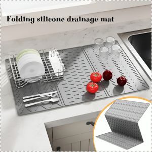 Silicone Insulation Mat Soft Dry Environmentally Friendly Convenient Storage Dishwashing Easy to Clean