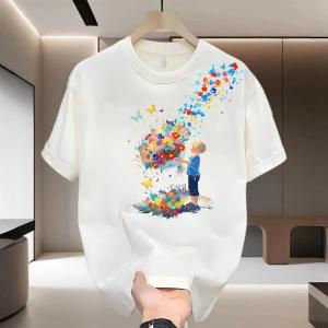 T-Shirt Wanita Lengan Pendek Ukuran Besar Katun Bernapas Premium Motif Anak Kreatif Desain Retro Amerika Longgar Slim Fit Tren Musim Panas 2025 Baju Santai Nyaman Gaya Streetwear Manis dan keren Modis Serbaguna Kerah bulat Tops Slip - on