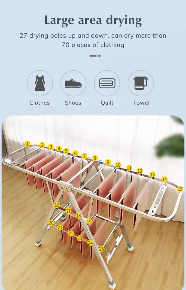 Foldable Clothes Drying Rack With Pulley Stainless Steel Cloth