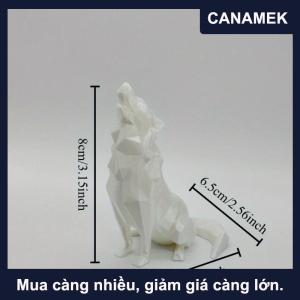 【CANAMEK】 Hiện đại trừu tượng hình học Sói điêu khắc 3D in Nhựa bức tượng văn phòng trang trí nội thất trong nhà & Ngoài trời sử dụng