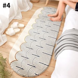 40x120cm Nordic Bedside Rug Bedroom Decorative Rug Super Soft Anti-Slip Floor Mat Oval Print blanket