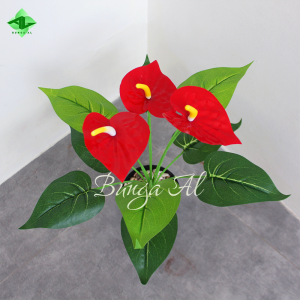 ANTHURIUM MERAH BK3 B8174 BUNGA PLASTIK DAUN HIAS IMITASI ARTIFICIAL