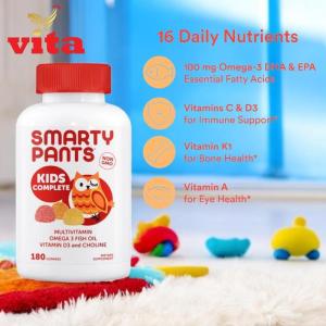 Smarty Pants Kids Complete Daily Gummy Multivitamin Omega3 EPA DHA 180ct