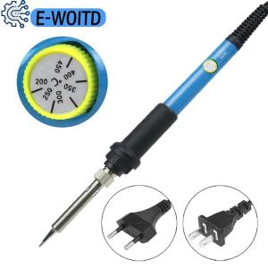 E-WOITD Adjustable Temperature Electric Soldering Iron V V 60W 80W Welding Solder Heating Nib Repair Tool