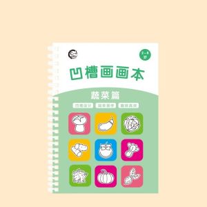 Children Grooved Drawing Book Reusable Free Wiping Practice Book Magic Water Color Doodle Pad儿童凹槽绘画本