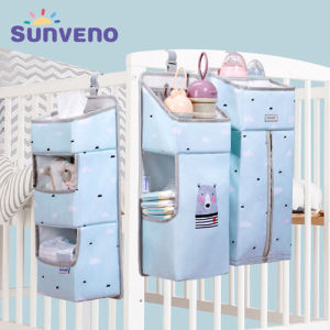 SUNVENO Portable Baby Crib Organizer Bed Hanging Bag for Baby Essentials Diaper Storage Cradle Bag Bedding Set