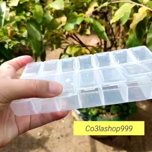 Hộp 14 ô (ngăn) nhựa PP trong suốt đựng đá nail phụ kiện nhỏ (1 CÁI)