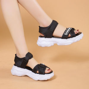 [Free Shipping] New Summer Thick-Soled Velcro Beach Shoes Fashionable Versatile Wedge Casual Sandals Roman Shoes