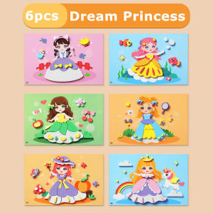Kids 3D EVA Foam Sticker Art Kit Princess Animal DIY Craft Educational Toy Preschool Girls No Glue No Scissors