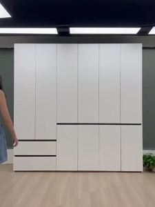 CraftedLiving SG-Modern minimalist and affordable home wardrobe set with hinged doors features upper and lower drawers and a spacious